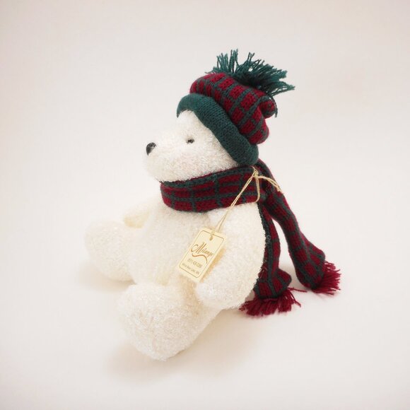 Marcel Schurman Plush Polar Bear Toy in Winter Hat and Scarf Holiday Christmas - Picture 3 of 8